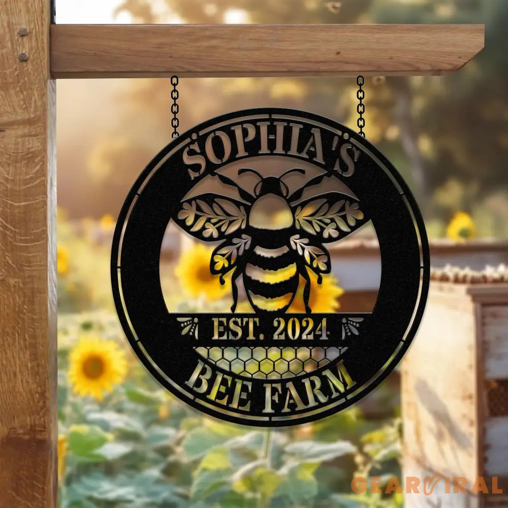 Custom Bee Farm Garden Sign Personalized Bee Metal Sign Honey Bee Garden Decor Flower Bee Garden Art Bee Yard Sign Bee