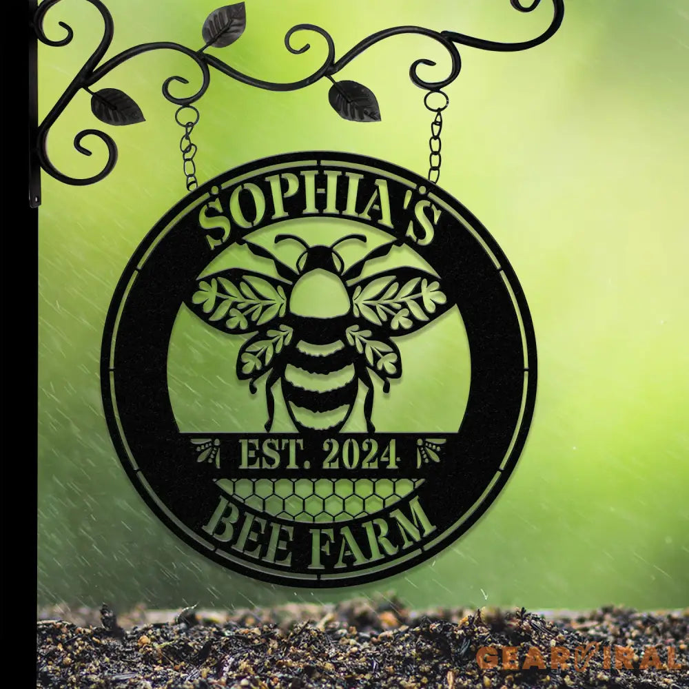 Custom Bee Farm Garden Sign Personalized Bee Metal Sign Honey Bee Garden Decor Flower Bee Garden Art Bee Yard Sign Bee