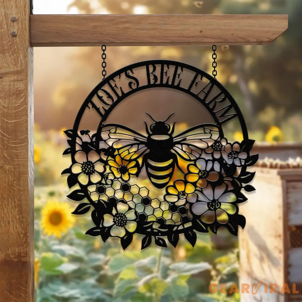 Custom Bee Farm Sign Bee Metal Sign Honey Bee Garden Decor Flower Bee Garden Art Florists Gift Bee Yard Sign Bee Keeper