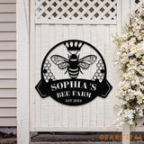 Custom Bee Farm Sign Personalized Honey Bee Sign Metal Bee Decor Bee Hive Garden Welcome Family Bee Sign Gift for