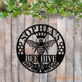 Custom Bee Farm Sign Personalized Honey Bee Sign Metal Bee Decor Bee Hive Garden Welcome Family Bee Sign Gift for