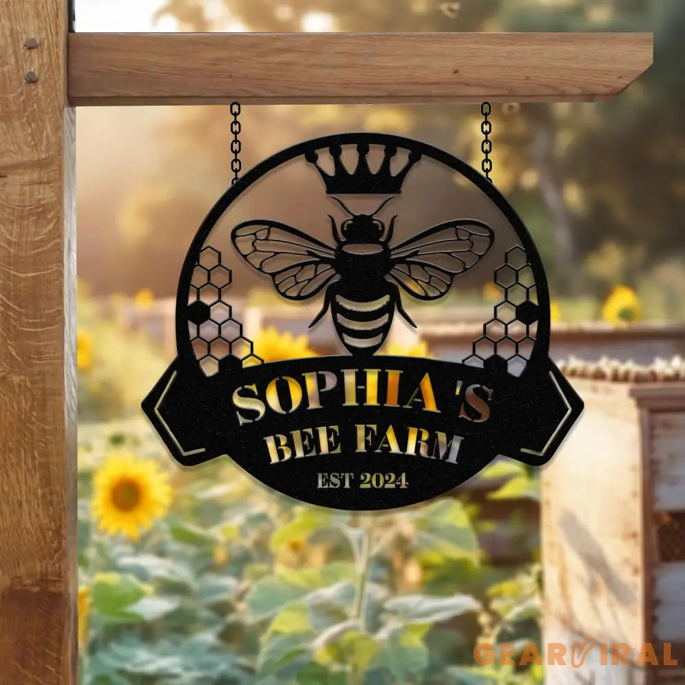 Custom Bee Farm Sign Personalized Honey Bee Sign Metal Bee Decor Bee Hive Garden Welcome Family Bee Sign Gift for