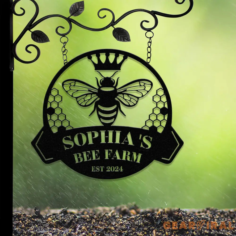 Custom Bee Farm Sign Personalized Honey Bee Sign Metal Bee Decor Bee Hive Garden Welcome Family Bee Sign Gift for