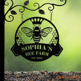 Custom Bee Farm Sign Personalized Honey Bee Sign Metal Bee Decor Bee Hive Garden Welcome Family Bee Sign Gift for