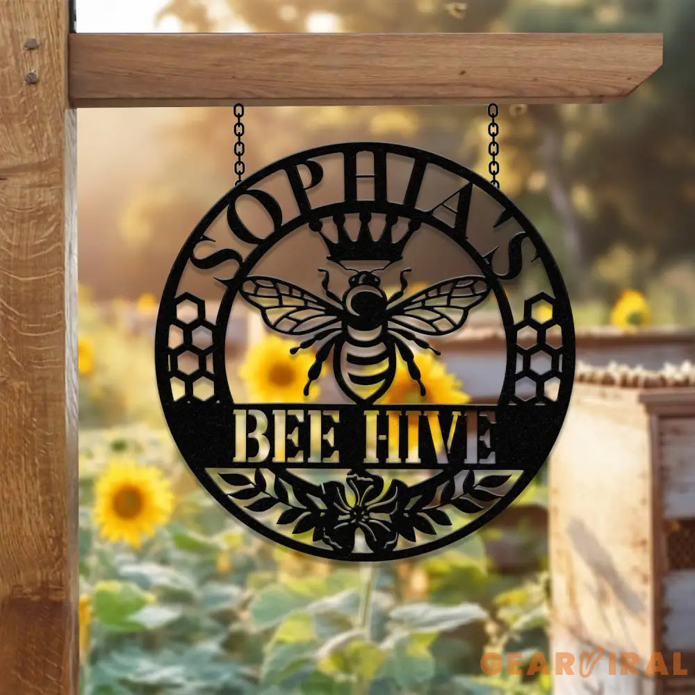 Custom Bee Farm Sign Personalized Honey Bee Sign Metal Bee Decor Bee Hive Garden Welcome Family Bee Sign Gift for