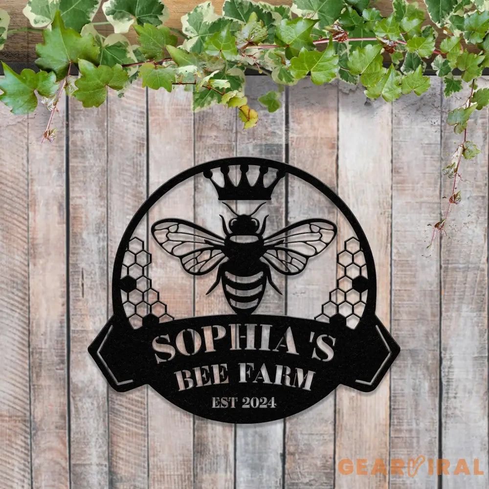 Custom Bee Farm Sign Personalized Honey Bee Sign Metal Bee Decor Bee Hive Garden Welcome Family Bee Sign Gift for
