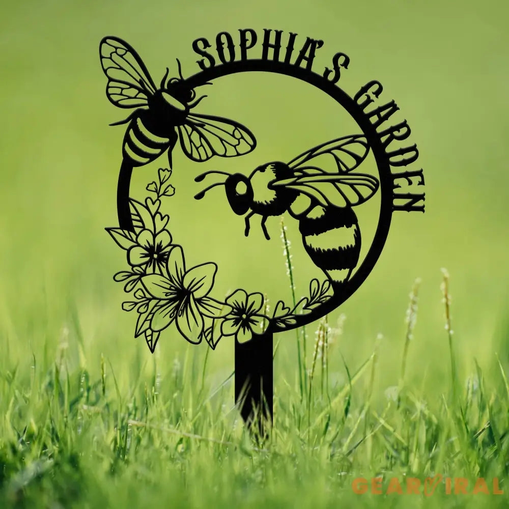 Custom Bee Garden Metal Stake Metal Garden Sign with Stakes Garden Bee Metal Sign Gardening Gifts Metal Yard Decor