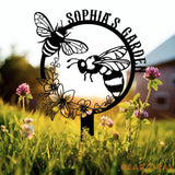 Custom Bee Garden Metal Stake Metal Garden Sign with Stakes Garden Bee Metal Sign Gardening Gifts Metal Yard Decor