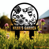 Custom Bee Garden Yard Stake Metal Garden Sign with Stakes Garden Bee Metal Sign Gardening Gifts Metal Yard Decor