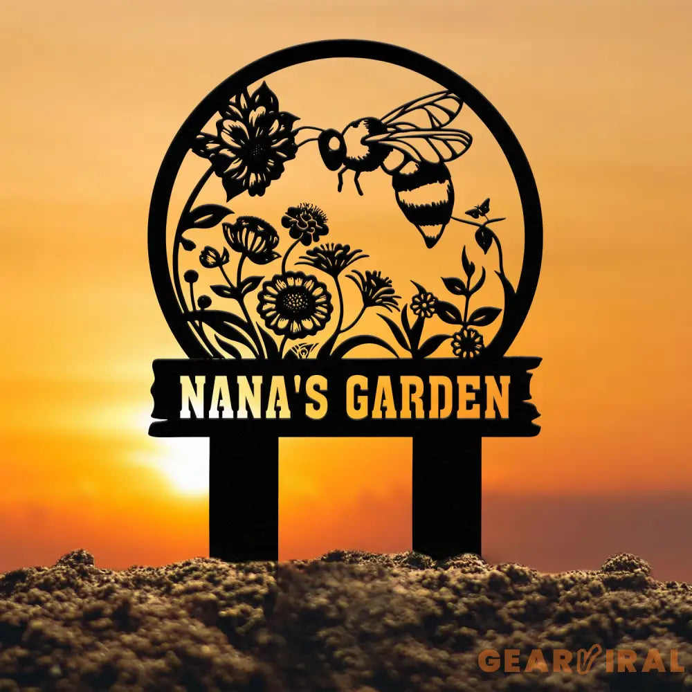 Custom Bee Garden Yard Stake Metal Garden Sign with Stakes Garden Bee Metal Sign Gardening Gifts Metal Yard Decor