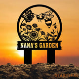 Custom Bee Garden Yard Stake Metal Garden Sign with Stakes Garden Bee Metal Sign Gardening Gifts Metal Yard Decor