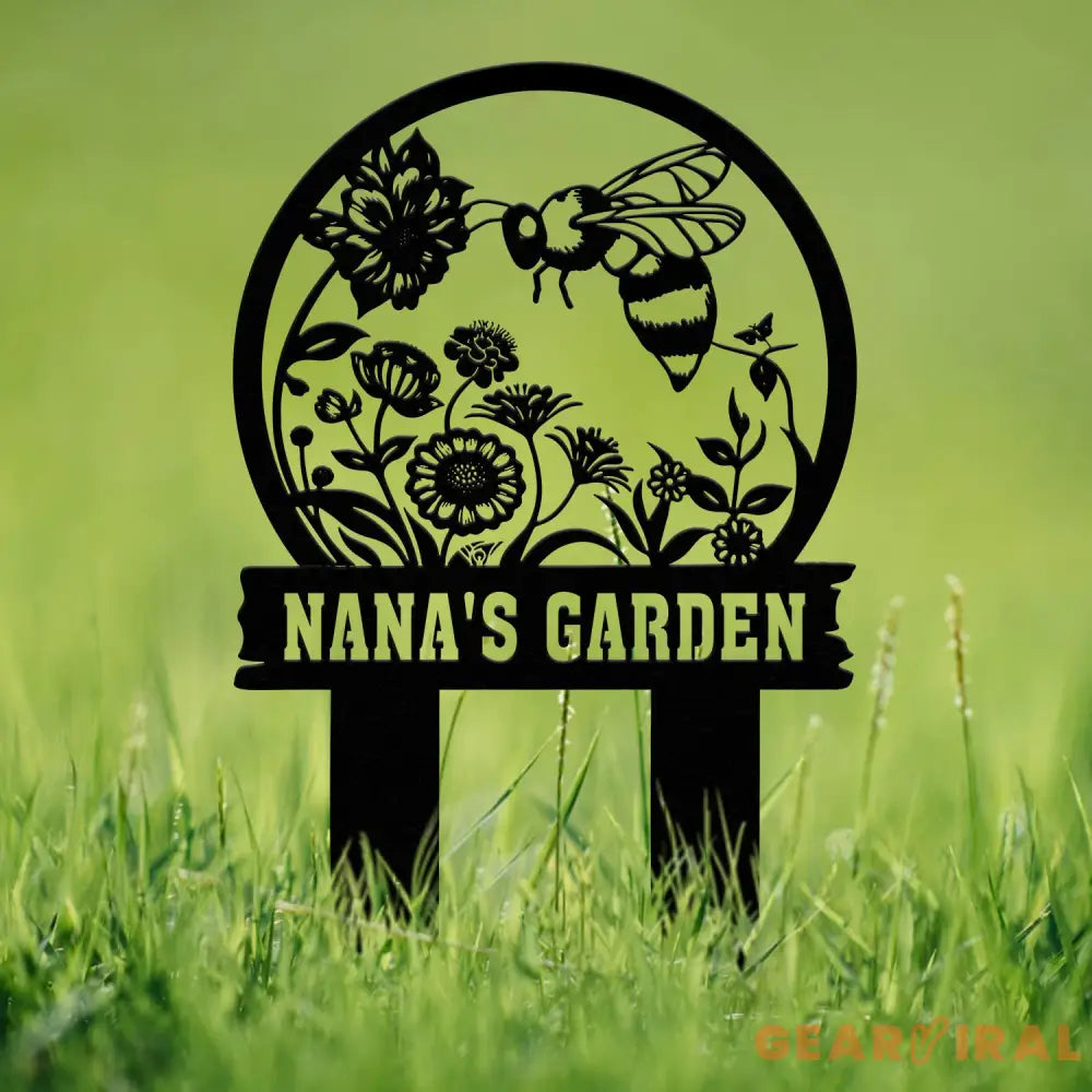 Custom Bee Garden Yard Stake Metal Garden Sign with Stakes Garden Bee Metal Sign Gardening Gifts Metal Yard Decor