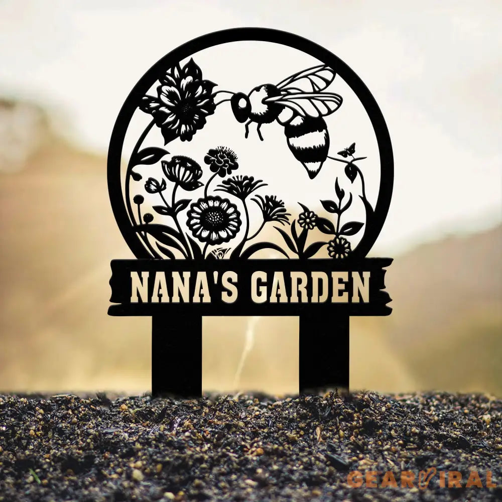 Custom Bee Garden Yard Stake Metal Garden Sign with Stakes Garden Bee Metal Sign Gardening Gifts Metal Yard Decor