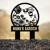 Custom Bee Garden Yard Stake Metal Garden Sign with Stakes Garden Bee Metal Sign Gardening Gifts Metal Yard Decor