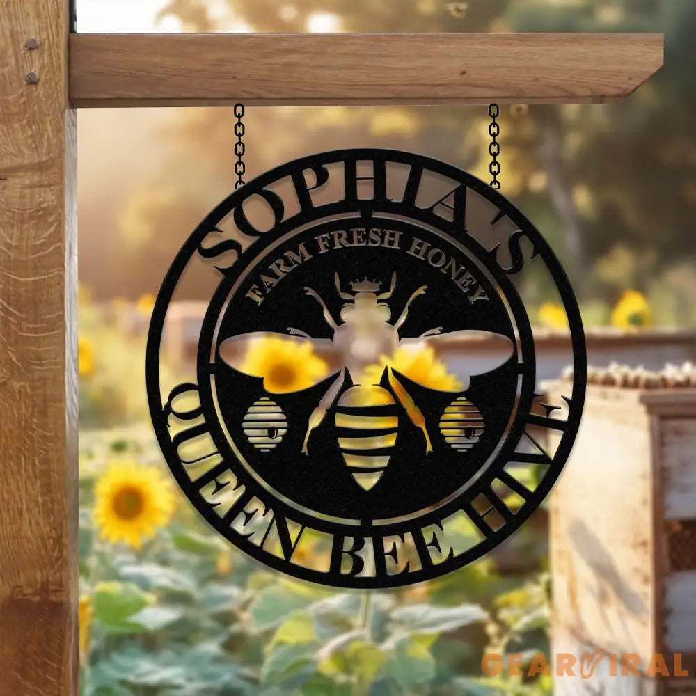 Custom Bee Hive Garden Sign Personalized Bee Metal Sign Honey Bee Garden Decor Bee Yard Sign Bee Keeper Gift Gardener