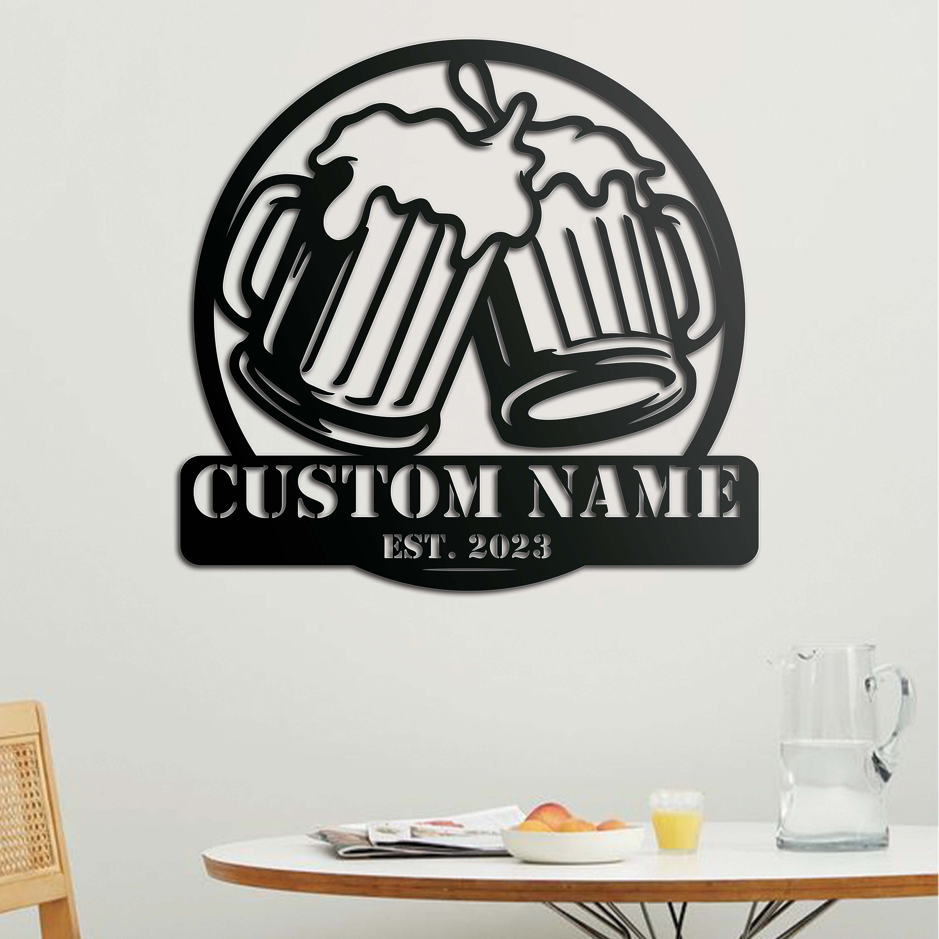 Custom Beer Bar Metal Wall Art LED Light Personalized Beer Mug Cheers Name Sign Home Decor Alcohol Drink Bar Pub Decoration Dinking Man Cave | GearViral