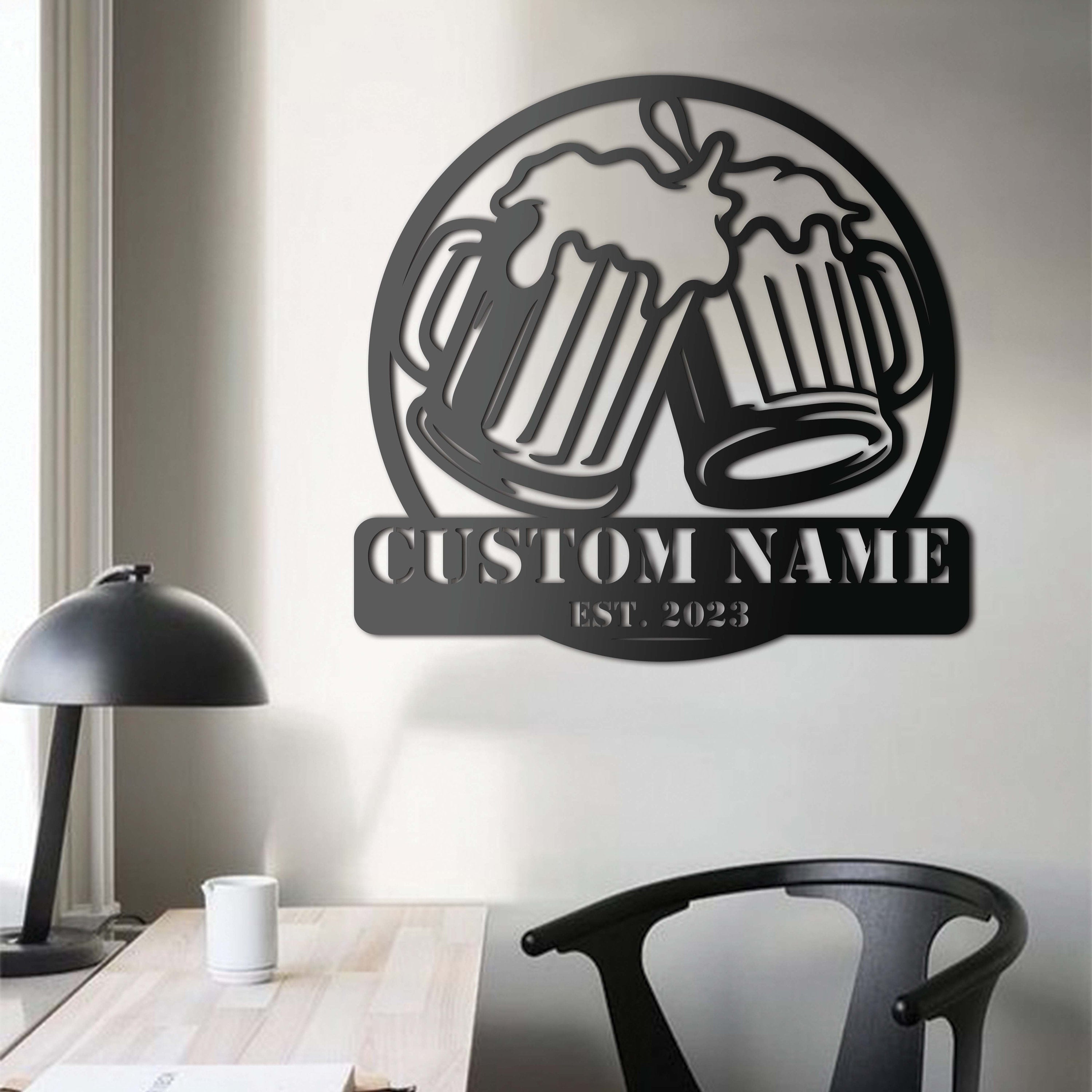 Custom Beer Bar Metal Wall Art LED Light Personalized Beer Mug Cheers Name Sign Home Decor Alcohol Drink Bar Pub Decoration Dinking Man Cave | GearViral