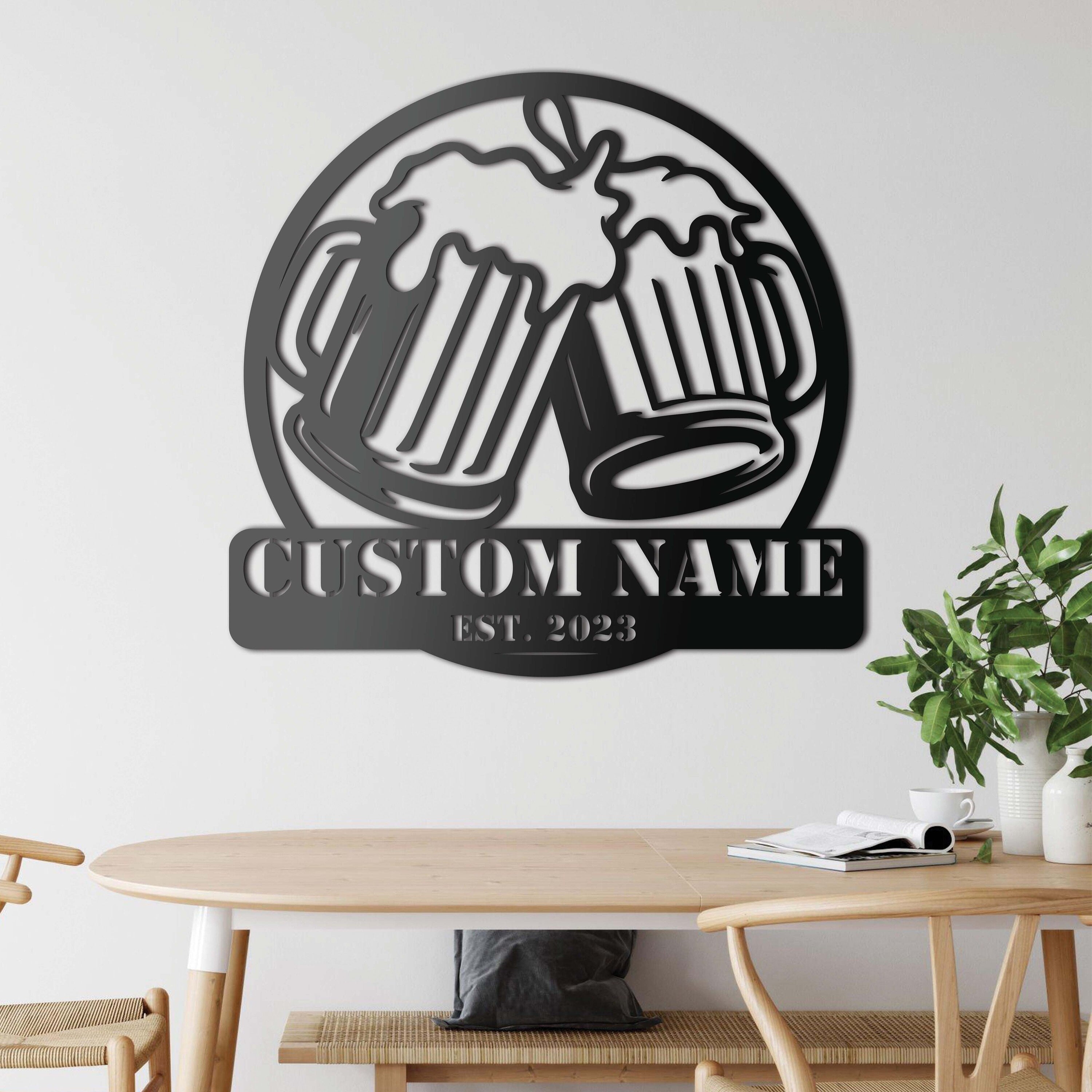 Custom Beer Bar Metal Wall Art LED Light Personalized Beer Mug Cheers Name Sign Home Decor Alcohol Drink Bar Pub Decoration Dinking Man Cave | GearViral