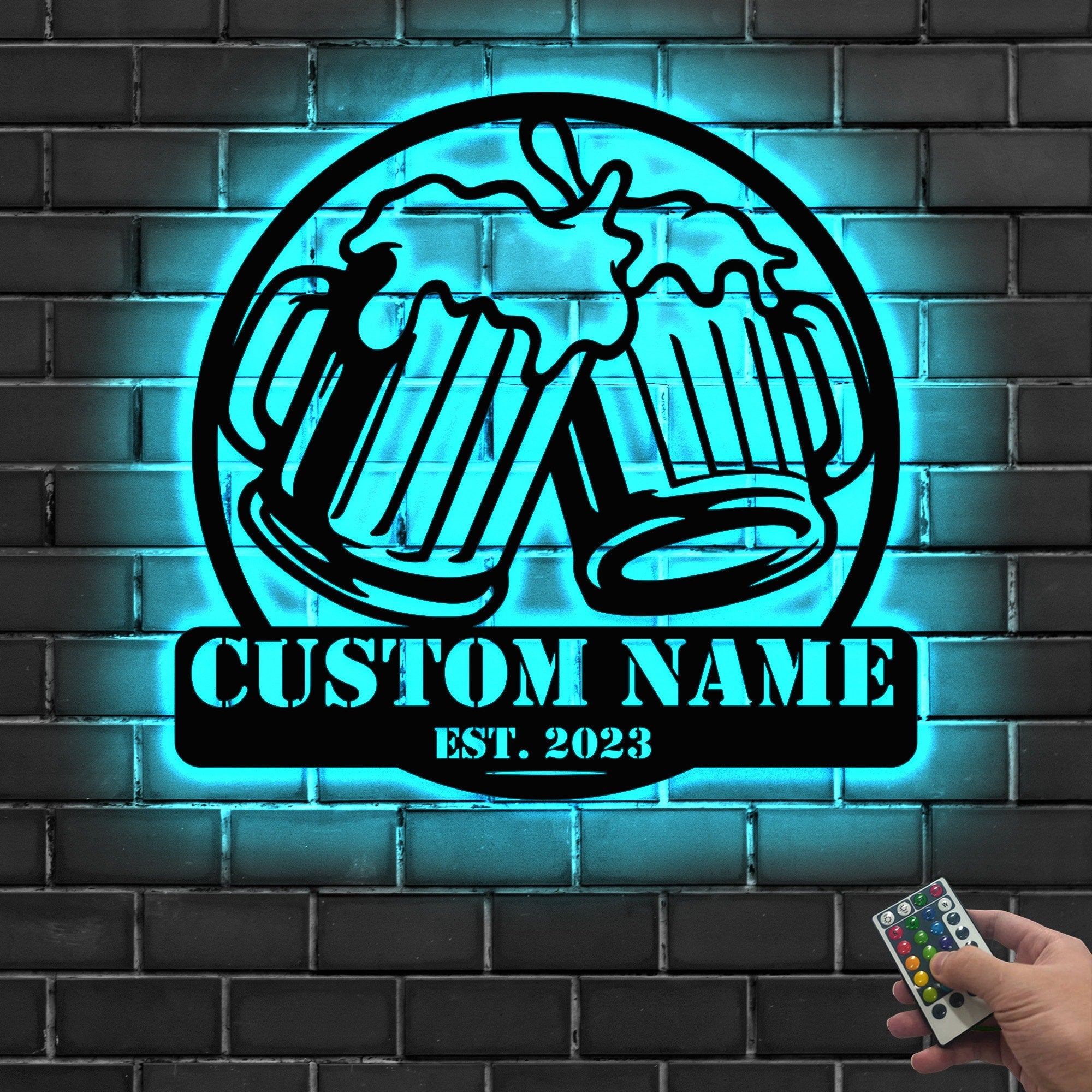 Custom Beer Bar Metal Wall Art LED Light Personalized Beer Mug Cheers Name Sign Home Decor Alcohol Drink Bar Pub Decoration Dinking Man Cave | GearViral