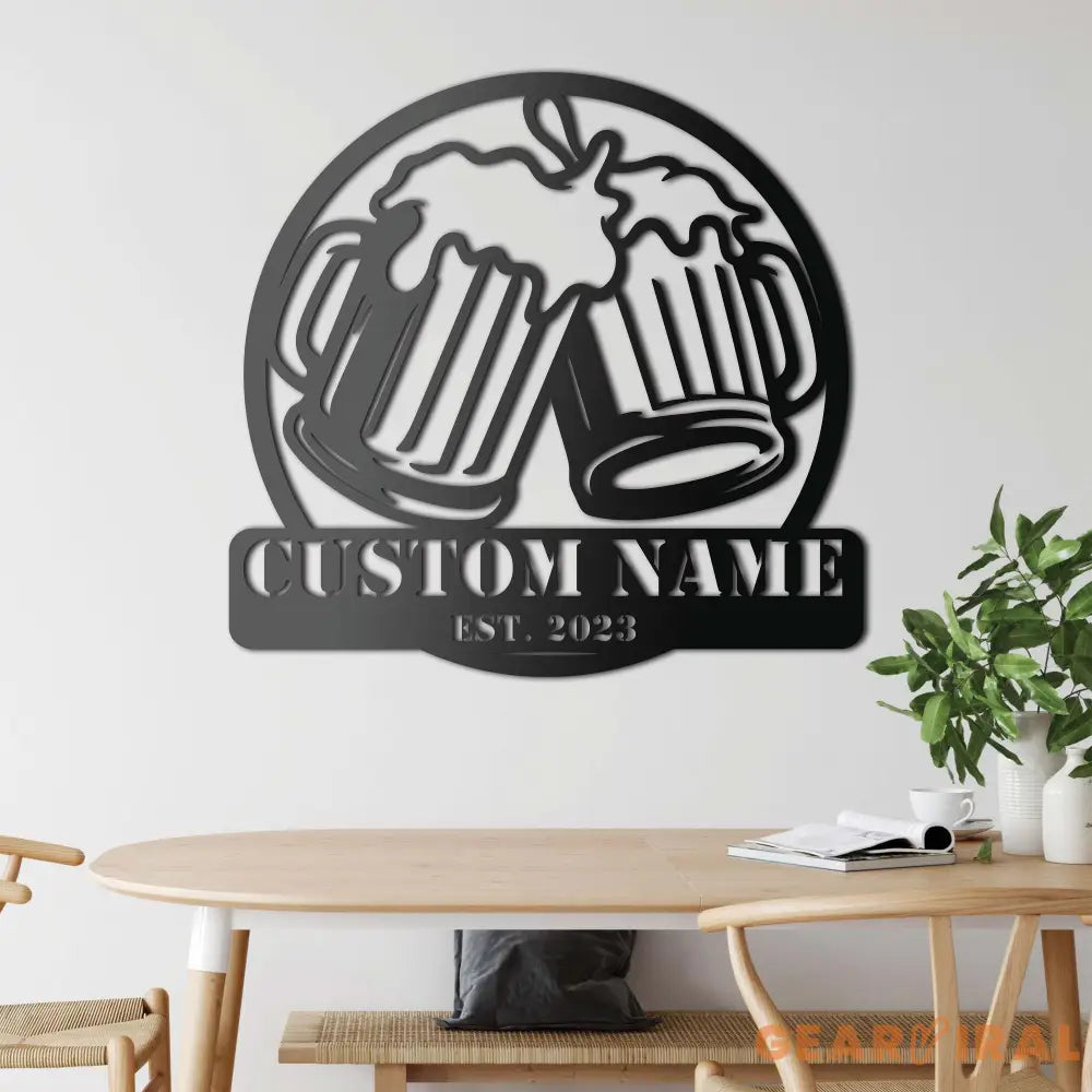 Custom Beer Bar Metal Wall Art LED Light Personalized Beer Mug Cheers Name Sign Home Decor Alcohol Drink Bar Pub