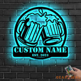 Custom Beer Bar Metal Wall Art LED Light Personalized Beer Mug Cheers Name Sign Home Decor Alcohol Drink Bar Pub