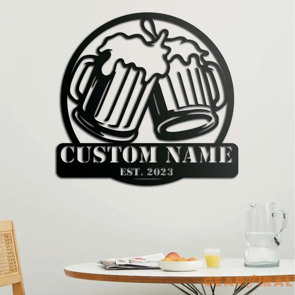 Custom Beer Bar Metal Wall Art LED Light Personalized Beer Mug Cheers Name Sign Home Decor Alcohol Drink Bar Pub