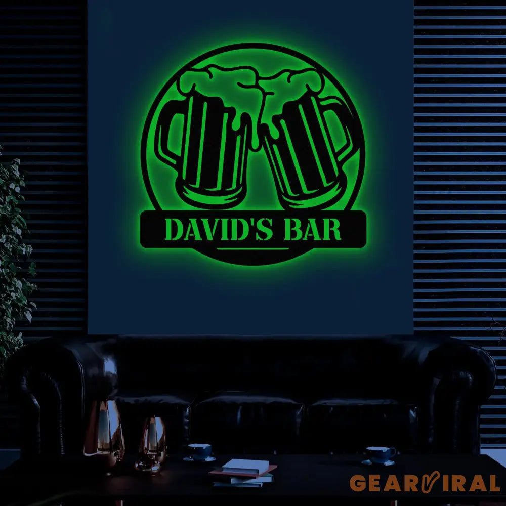Custom Beer Bar Pub Metal Sign with Led Light Personalized Beer Mug Cheers Name Sign Home Decor Bar Pub Decoration