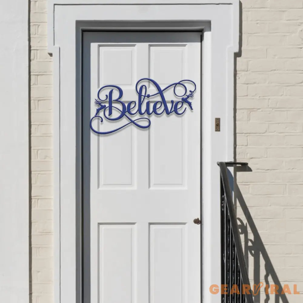 Custom Believe Metal Sign with Reindeer Christmas Holiday Sign for Home Decor Perfect for Living Room Entryway Festive