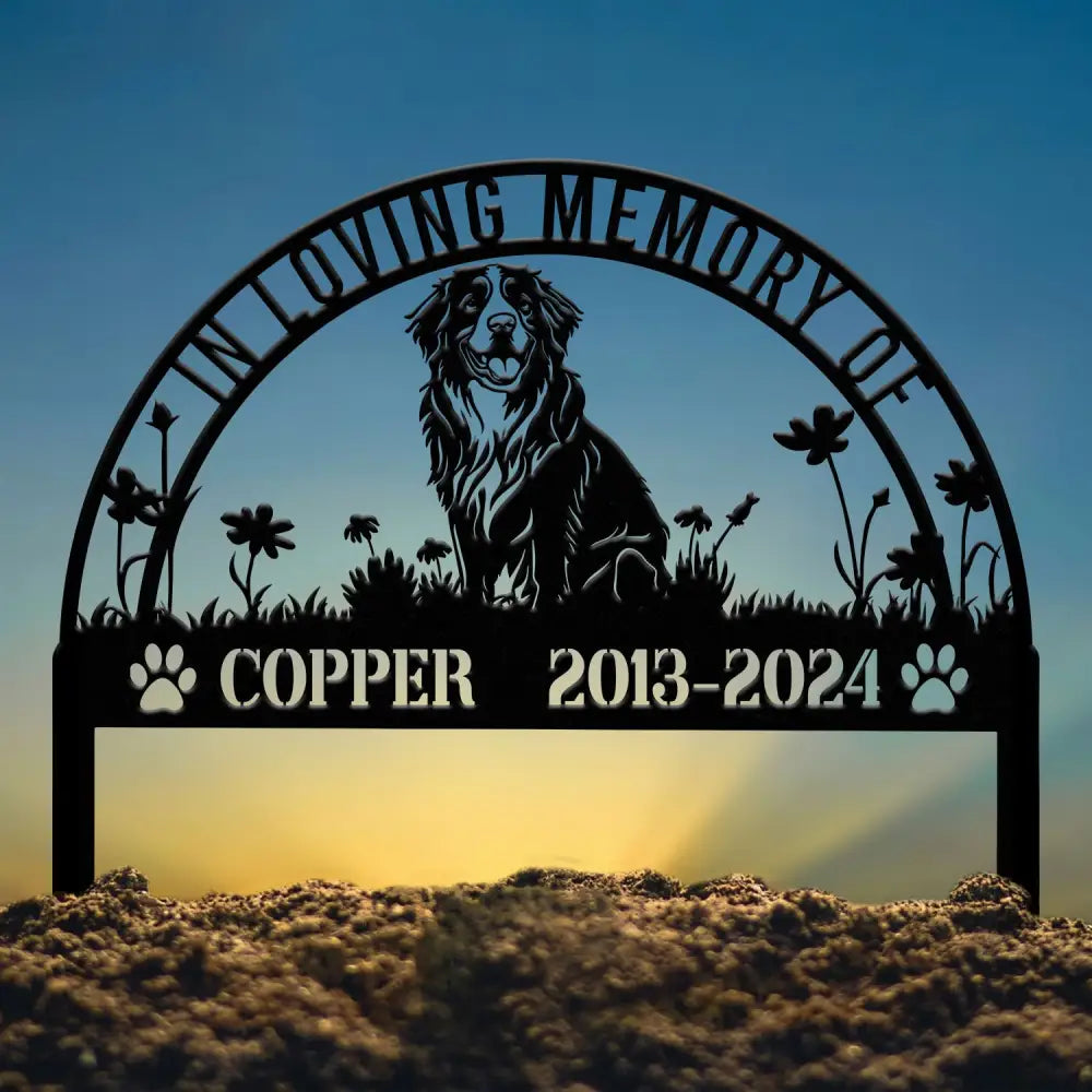 Custom Bernese Mountain Memorial Metal Stake - Personalized Pet Grave Marker Remembrance Sign Sympathy Gift Bernese
