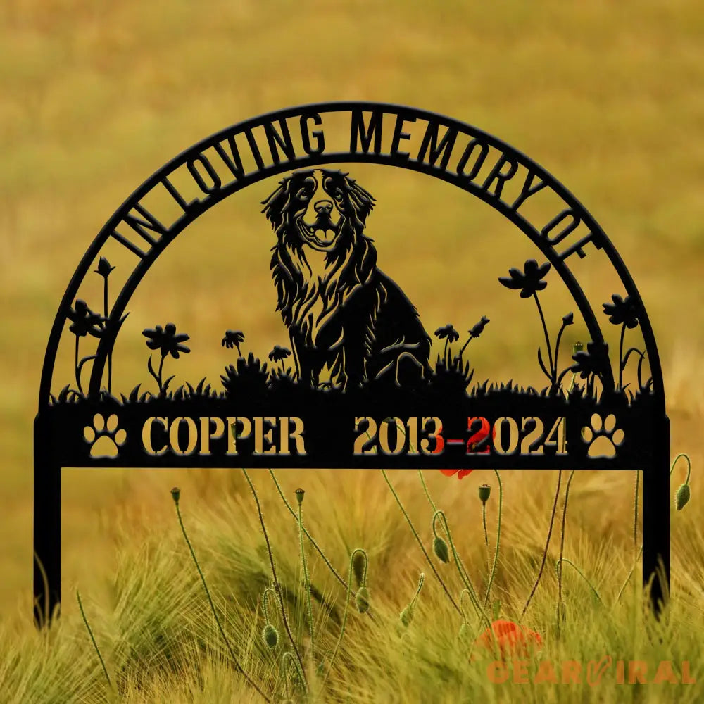 Custom Bernese Mountain Memorial Metal Stake - Personalized Pet Grave Marker Remembrance Sign Sympathy Gift Bernese