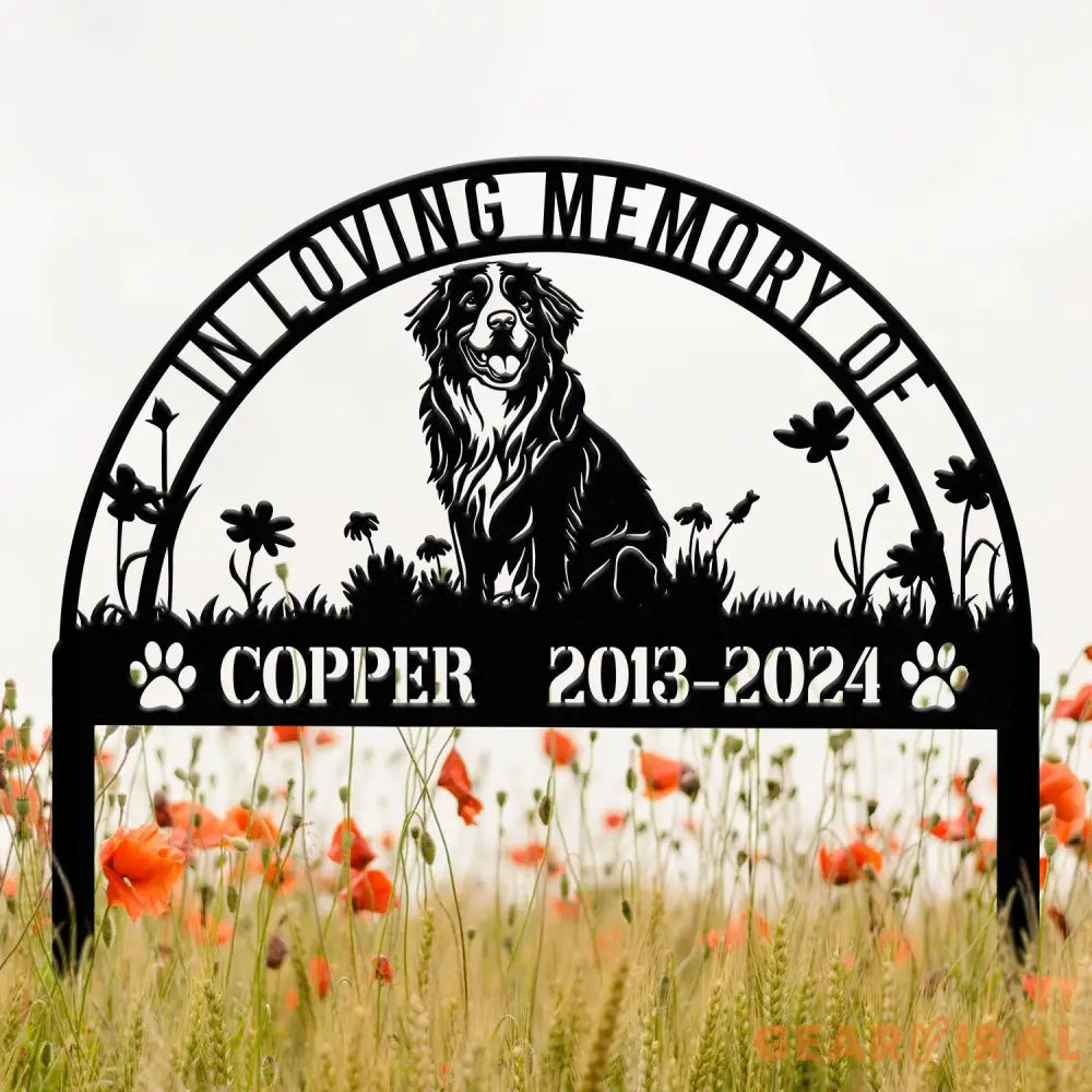 Custom Bernese Mountain Memorial Metal Stake - Personalized Pet Grave Marker Remembrance Sign Sympathy Gift Bernese