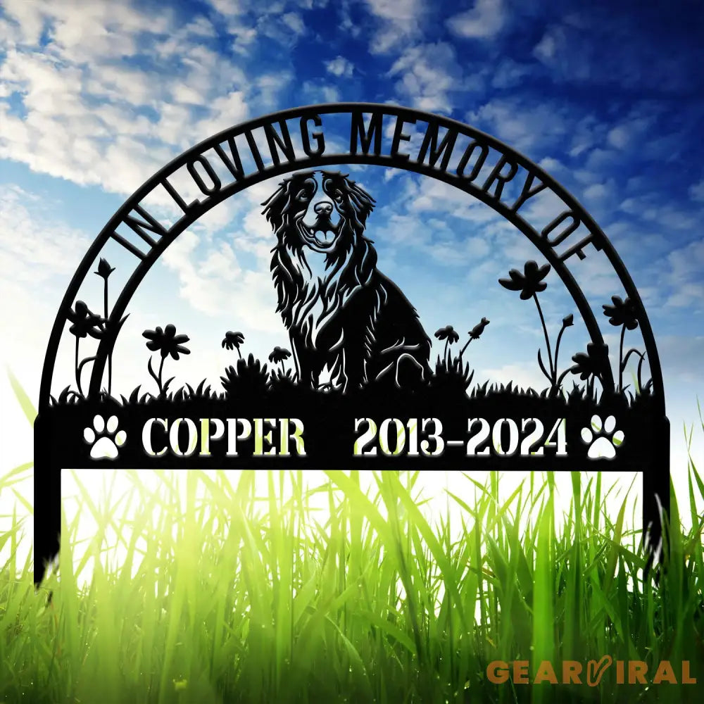 Custom Bernese Mountain Memorial Metal Stake - Personalized Pet Grave Marker Remembrance Sign Sympathy Gift Bernese