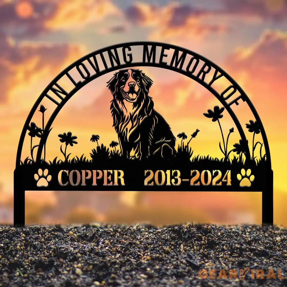 Custom Bernese Mountain Memorial Metal Stake - Personalized Pet Grave Marker Remembrance Sign Sympathy Gift Bernese