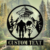 Custom Bigfoot Alien UFO Metal Wall Art Led Light - Personalized Sasquatch Name Sign Decor - UFO lover gift - alien gifts | GearViral