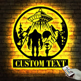 Custom Bigfoot Alien UFO Metal Wall Art Led Light - Personalized Sasquatch Name Sign Decor - UFO lover gift - alien gifts | GearViral