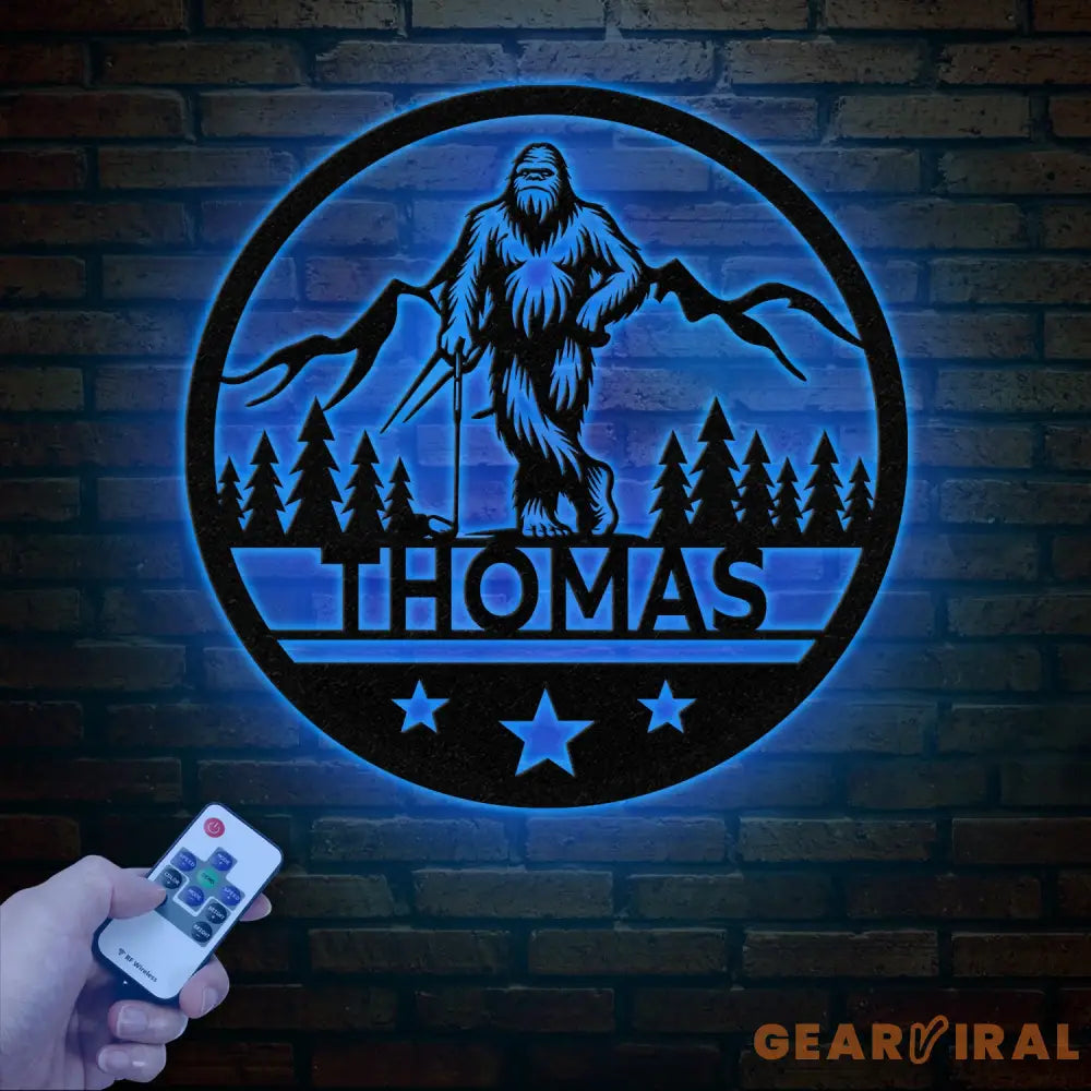 Custom Bigfoot Golfing Metal Sign with Led Light - Outdoor Sasquatch Yard Art Bigfoot Mountain Decor Personalized Yeti