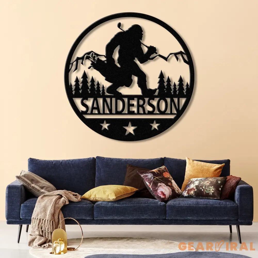 Custom Bigfoot Golfing Metal Sign with Led Light - Outdoor Sasquatch Yard Art Bigfoot Mountain Decor Personalized Yeti