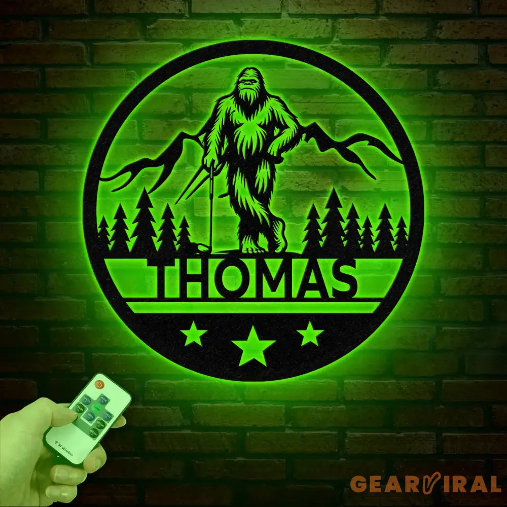 Custom Bigfoot Golfing Metal Sign with Led Light - Outdoor Sasquatch Yard Art Bigfoot Mountain Decor Personalized Yeti