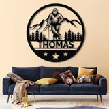 Custom Bigfoot Golfing Metal Sign with Led Light - Outdoor Sasquatch Yard Art Bigfoot Mountain Decor Personalized Yeti