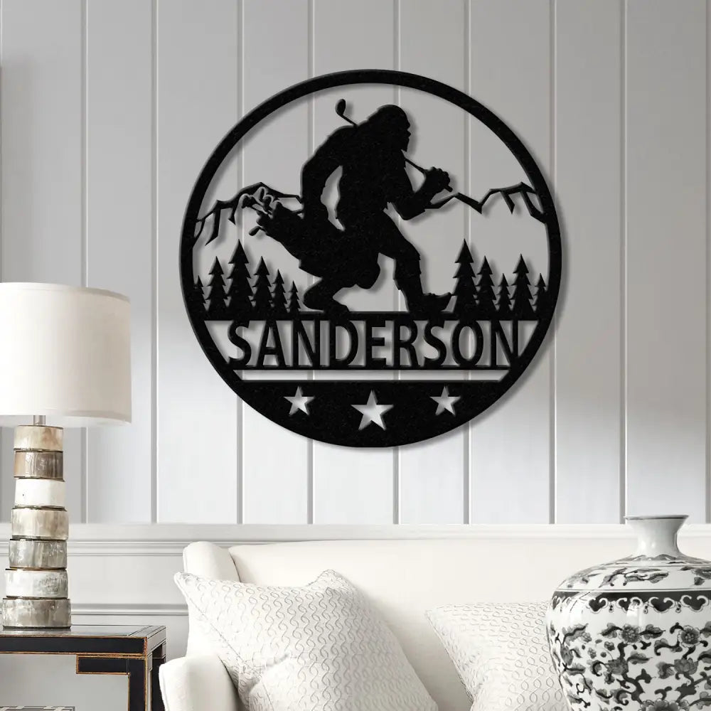 Custom Bigfoot Golfing Metal Sign with Led Light - Outdoor Sasquatch Yard Art Bigfoot Mountain Decor Personalized Yeti