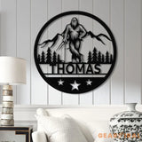 Custom Bigfoot Golfing Metal Sign with Led Light - Outdoor Sasquatch Yard Art Bigfoot Mountain Decor Personalized Yeti