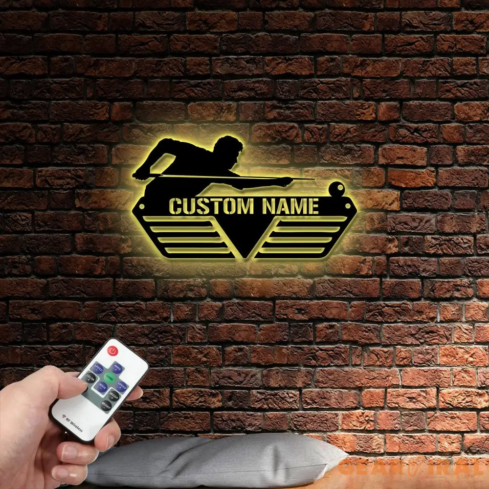 Custom Billiards Medal Hanger With Led Light Personalized Billiard Name Metal Sign Sport Metal Holder Light Home Metal