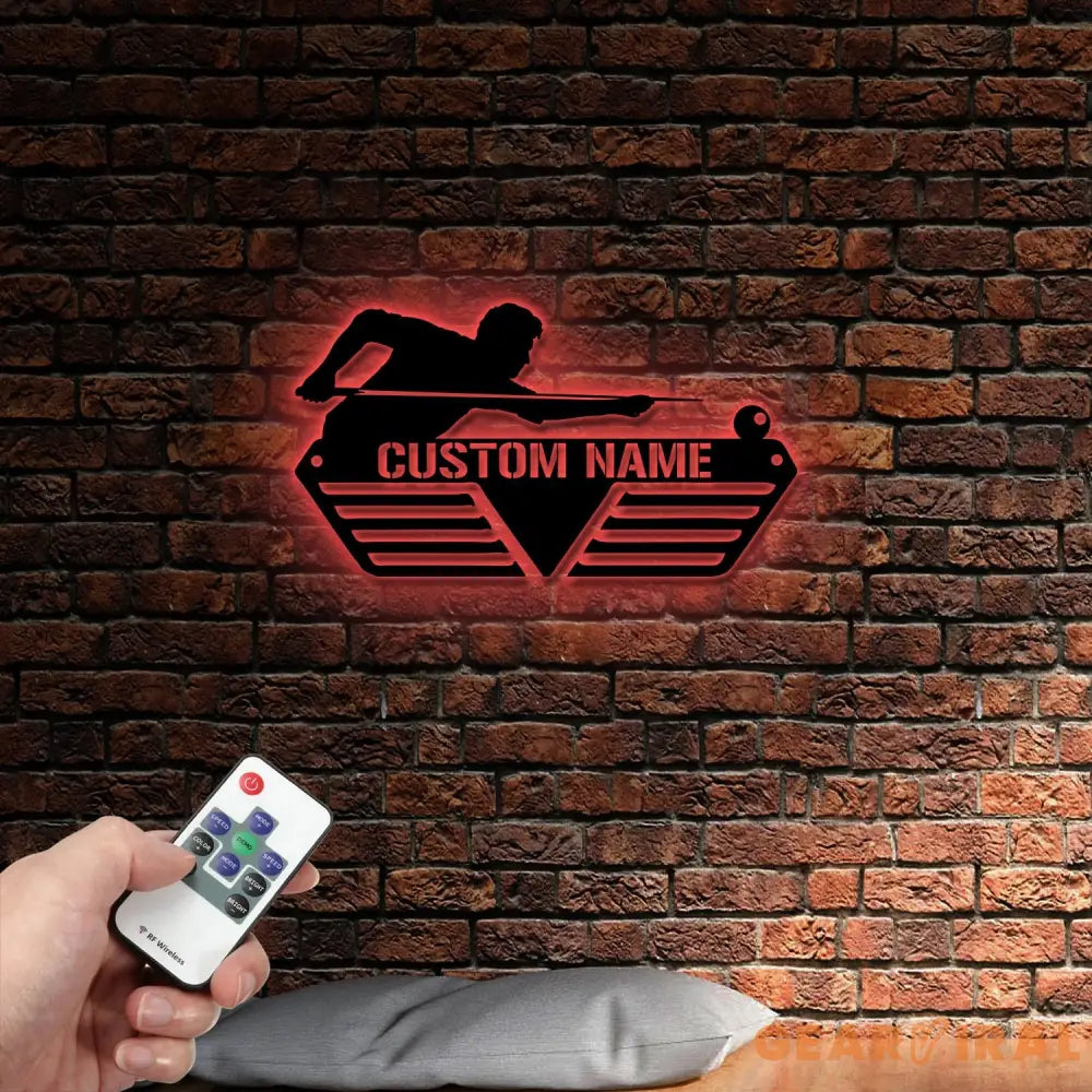 Custom Billiards Medal Hanger With Led Light Personalized Billiard Name Metal Sign Sport Metal Holder Light Home Metal