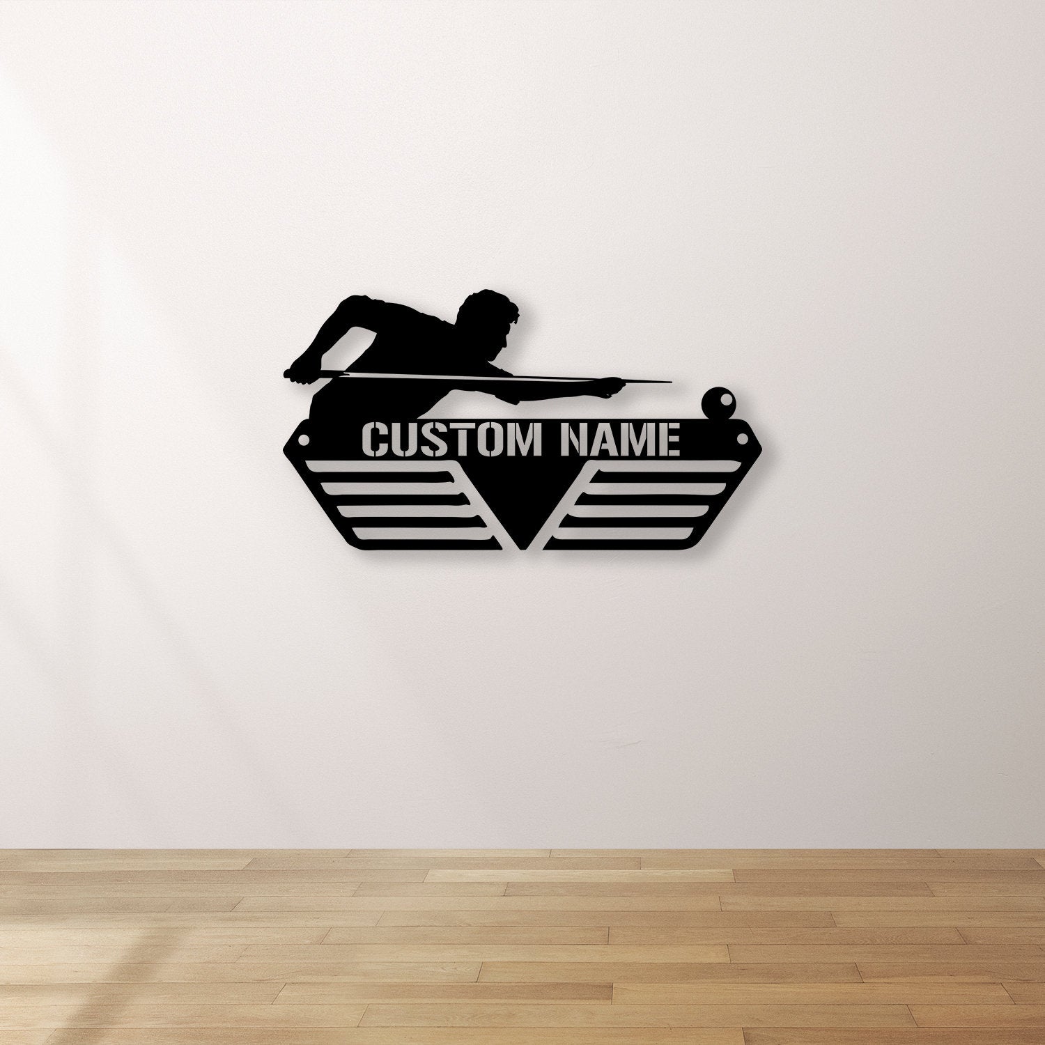 Custom Billiards Medal Hanger With Led Light, Personalized Billiard Name Metal Sign, Sport Metal Holder Light, Home Metal Wall Decor