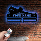Custom Billiards Medal Hanger With Led Light, Personalized Billiard Name Metal Sign, Sport Metal Holder Light, Home Metal Wall Decor