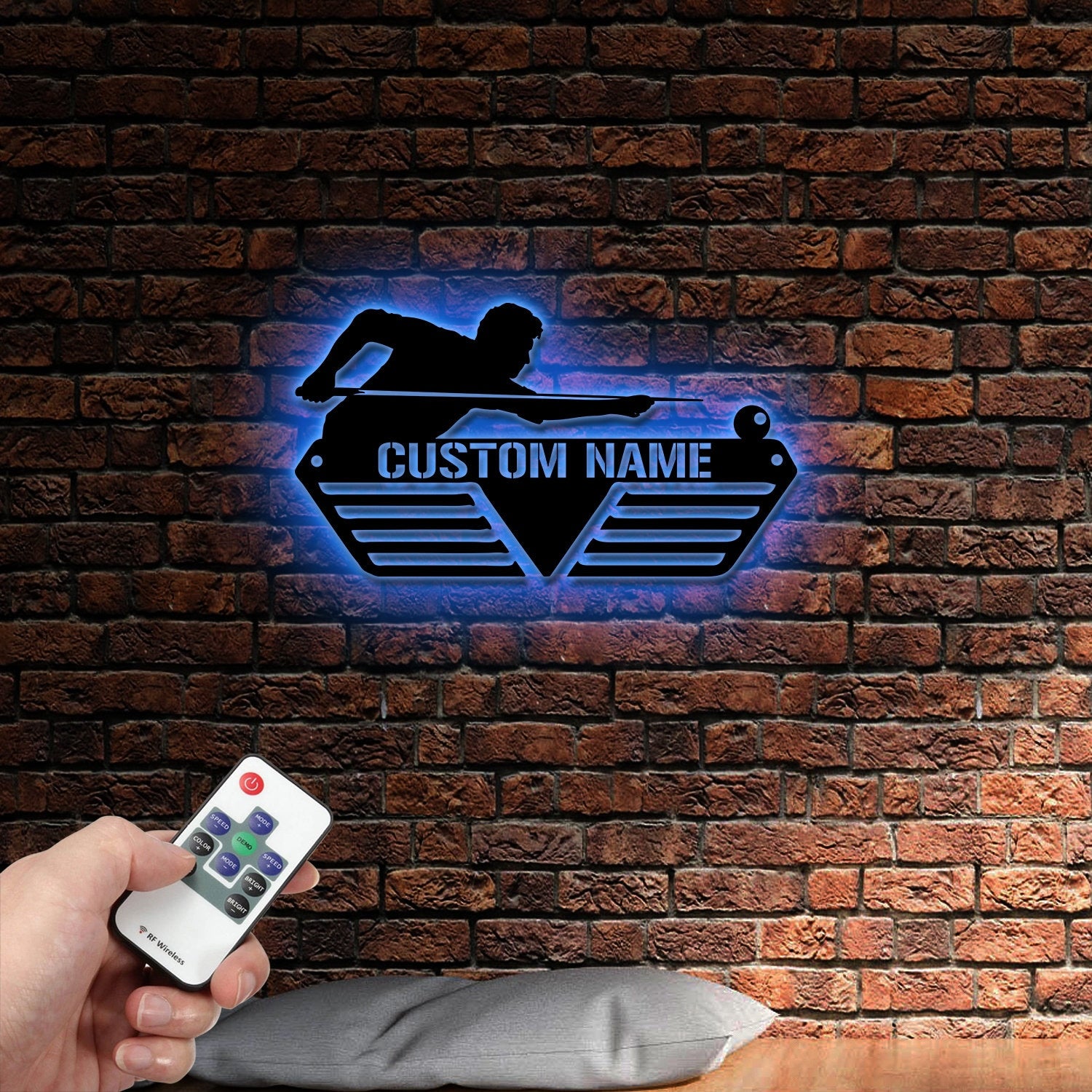Custom Billiards Medal Hanger With Led Light, Personalized Billiard Name Metal Sign, Sport Metal Holder Light, Home Metal Wall Decor