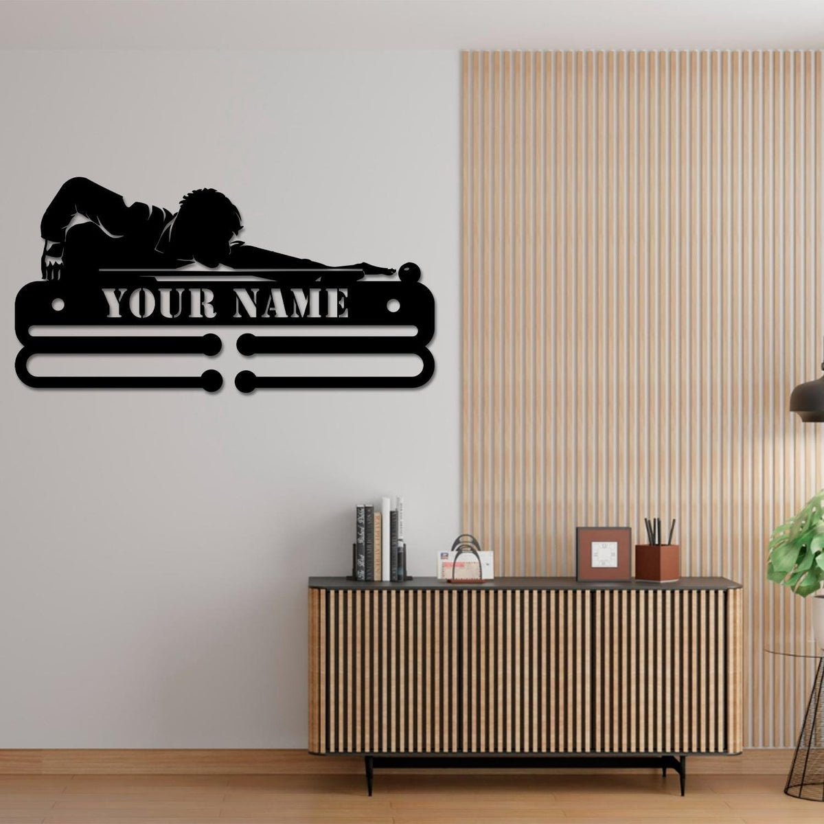 Custom Billiards Medal Hanger With Led Light, Personalized Billiard Name Metal Sign, Sport Metal Holder Light, Home Metal Wall Decor