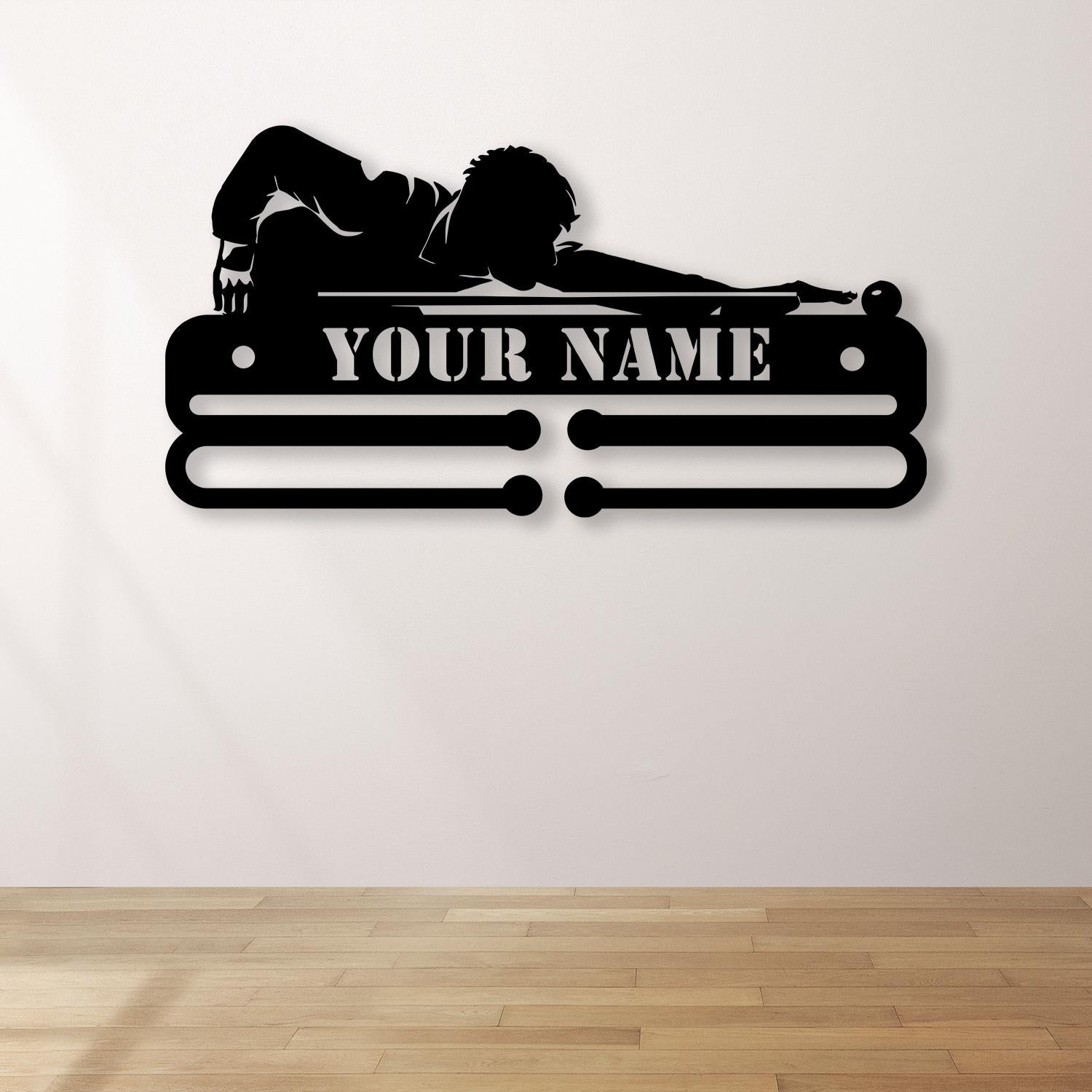 Custom Billiards Medal Hanger With Led Light, Personalized Billiard Name Metal Sign, Sport Metal Holder Light, Home Metal Wall Decor