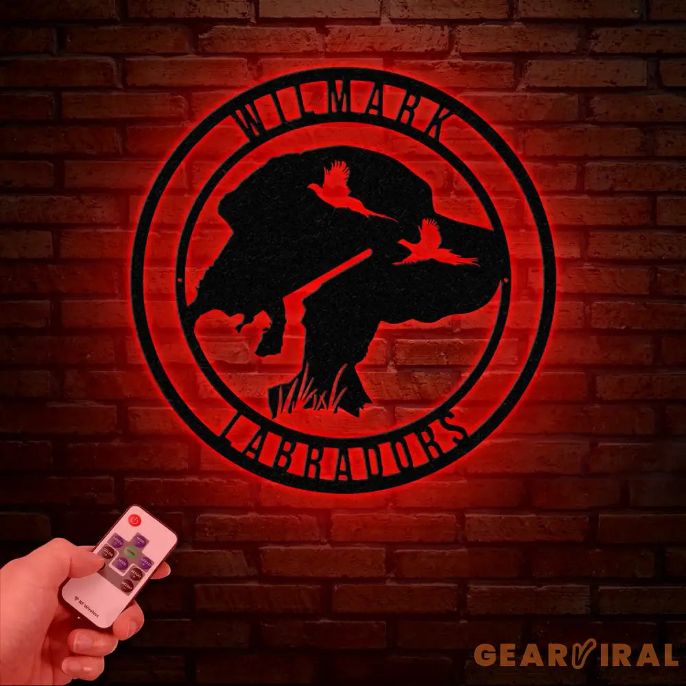 Custom Black Lab Dog Hunting Metal Wall Art LED Light Personalized Labrador Hunter Name Sign Home Decor Duck Cabin