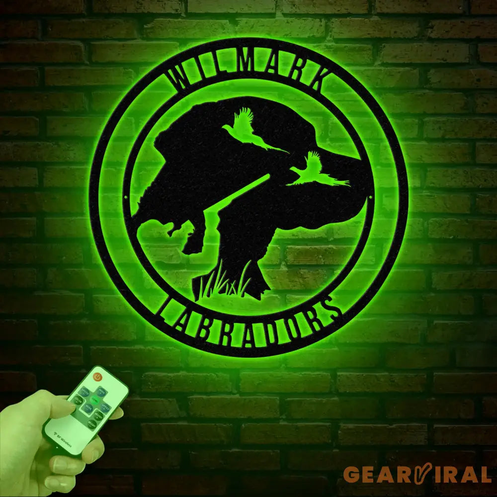 Custom Black Lab Dog Hunting Metal Wall Art LED Light Personalized Labrador Hunter Name Sign Home Decor Duck Cabin